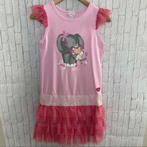 Naartjie Pink Dress Elephant Girl Size 10